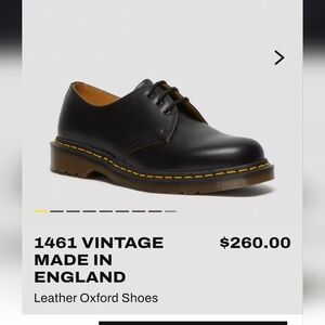 1461 Vintage Black Leather Oxfords Made In England